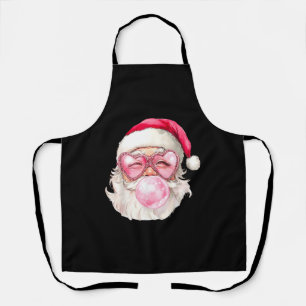 Retro Vintage Kerstman Kerstmis Bubble Gum Roze Zo Schort