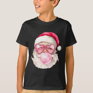 Retro Vintage Kerstman Kerstmis Bubble Gum Roze Zo T-shirt