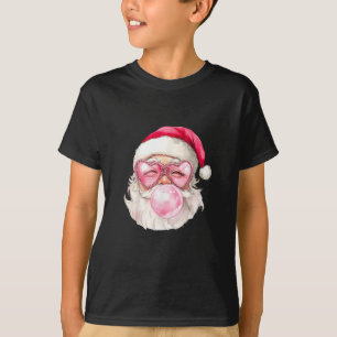Retro Vintage Kerstman Kerstmis Bubble Gum Roze Zo T-shirt