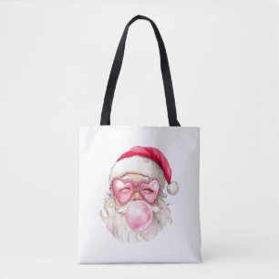 Retro Vintage Kerstman Kerstmis Bubble Gum Roze Zo Tote Bag