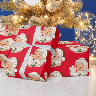 Retro Vintage Kerstman Kerstmis Cadeaupapier