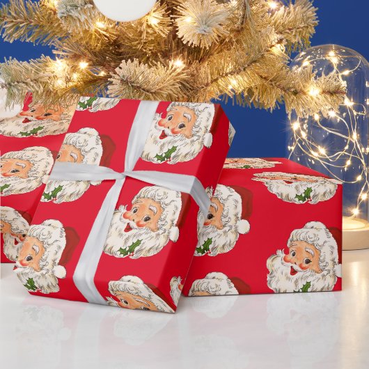 Retro Vintage Kerstman Kerstmis Cadeaupapier (Feestdagen)