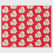 Retro Vintage Kerstman Kerstmis Cadeaupapier (Vlak)