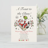 Retro Vintage Kerstman Martini Kerstcocktail Kaart (Staand voorkant)