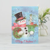 Retro Vintage-kerstman met cadeaus Feestdagenkaart (Staand voorkant)