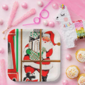 Retro vintage kerstman papieren bordje (Feest)