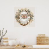 Retro Vintage Kerstman Poster (Keuken)