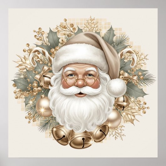 Retro Vintage Kerstman Poster (Voorkant)