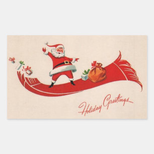 Retro Vintage Kerstman Rechthoekige Sticker