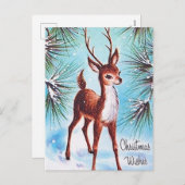 Retro vintage Kerstman rendier ansichtkaart Feestdagenkaart (Voorkant / Achterkant)