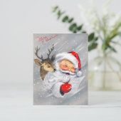 Retro vintage Kerstman rendier briefkaart (Staand voorkant)