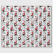 Retro vintage kerstman rendierfeest cadeaupapier (Vlak)