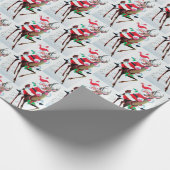 Retro vintage kerstman rendierfeest cadeaupapier (Hoek)