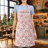 Retro Vintage Kerstman Roze Gepersonaliseerd Schort