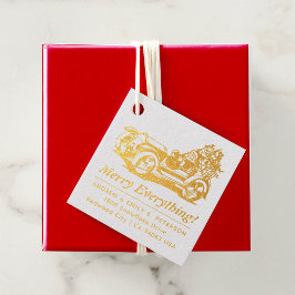 Retro Vintage Kerstman Santa Auto Adres Typo Bedankjes Labels