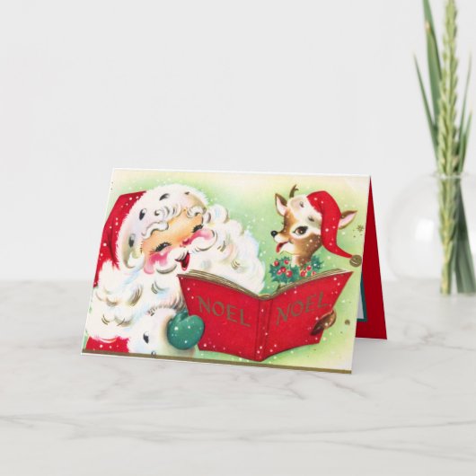 retro vintage kerstman - sinterklaas - sentiment feestdagen kaart (Voorkant)