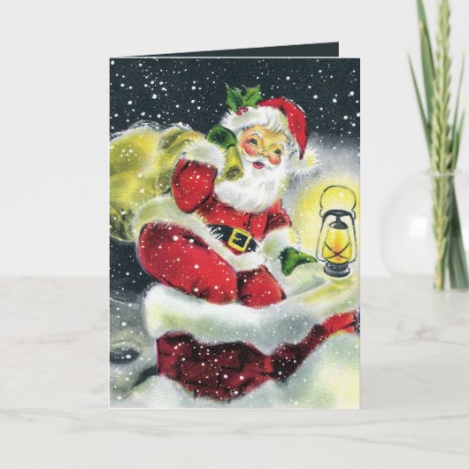 retro vintage kerstman - sinterklaas - sentiment feestdagen kaart (Voorkant)