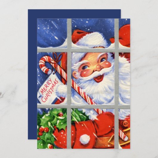 retro vintage kerstman - sinterklaas - sentiment feestdagenkaart (Voorkant / Achterkant)