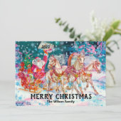 Retro Vintage Kerstman Slede Maak een Kerstmis Feestdagenkaart (Staand voorkant)