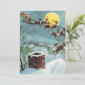 retro vintage Kerstman slee toevoegen sentiment Feestdagenkaart (Staand voorkant)