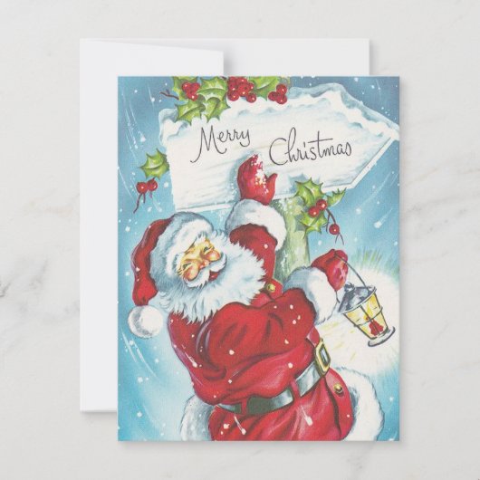 Retro Vintage-kerstman uit de jaren 1950 Feestdagenkaart (Voorkant)