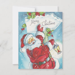 Retro Vintage-kerstman uit de jaren 1950 Feestdagenkaart