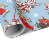 Retro Vintage Kerstman Vakantie Cadeaupapier (Rol Hoek)