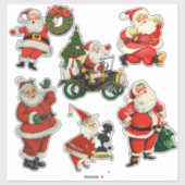 Retro Vintage Kerstmannen Extra Groot Sticker (Vel)