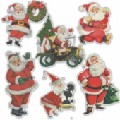 Retro Vintage Kerstmannen Extra Groot Sticker (Voorkant)