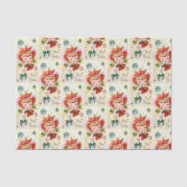 retro Vintage kerstmeisje Holiday party Tissuepapier