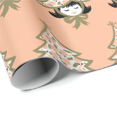 Retro Vintage Kerstmeisje met Boom Pet Cadeaupapier (Rol Hoek)