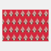 Retro Vintage Kerstmeisje met Boom Pet Inpakpapier Vel (Voorkant)