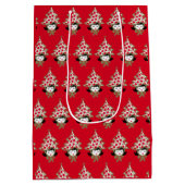 Retro Vintage Kerstmeisje met Boom Pet Medium Cadeauzakje (Achterkant)