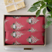 Retro Vintage Kerstmeisje met Boom Pet Tissuepapier (Geschenk)