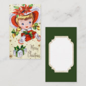 Retro Vintage-kerstmeisje met visitekaartje (Voorkant / Achterkant)