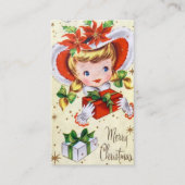 Retro Vintage-kerstmeisje met visitekaartje (Voorkant)
