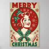 Retro vintage kerstmeisje traditioneel ontwerp poster (Voorkant)