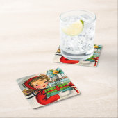 Retro Vintage-kerstmeisje Vrijdag onderzetter (Insitu)