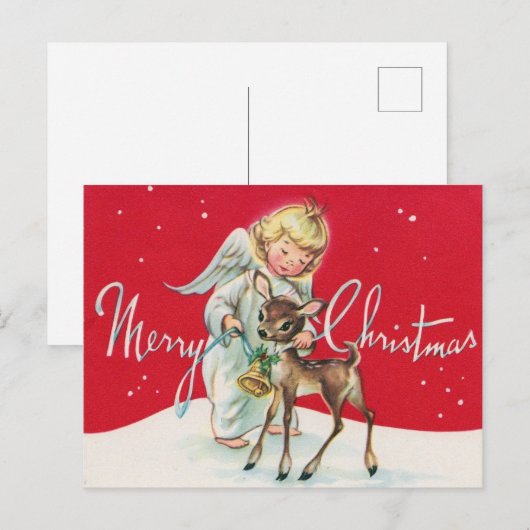retro vintage Kerstmis Angel Feestdagenkaart (Voorkant / Achterkant)