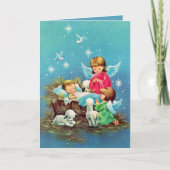 retro vintage Kerstmis Angels Holiday Kaart (Voorkant)