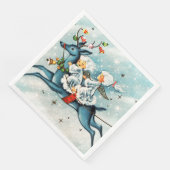 retro vintage Kerstmis Angels Holiday Servet (Hoek)