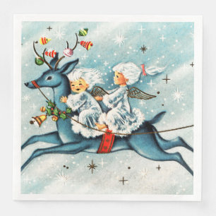 retro vintage Kerstmis Angels Holiday Servet