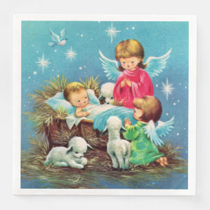 retro vintage Kerstmis Angels Holiday Servet