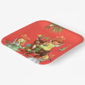 Retro vintage Kerstmis Angels rendierfeest Papieren Bordje (Gebogen)