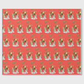 Retro vintage Kerstmis Angels renherder Cadeaupapier (Vlak)