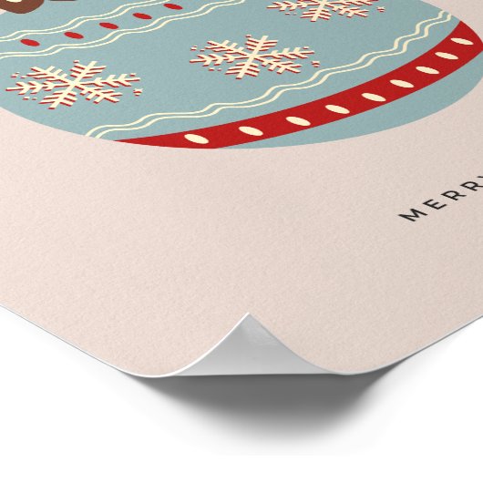 Retro Vintage Kerstmis Bauble Poster (Hoek)