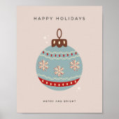 Retro Vintage Kerstmis Bauble Poster (Voorkant)
