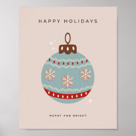 Retro Vintage Kerstmis Bauble Poster