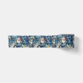 Retro Vintage Kerstmis: Blauwe Collage Satijnen Lint (Voorkant)