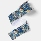 Retro Vintage Kerstmis: Blauwe Collage Satijnen Lint (Achterkant)